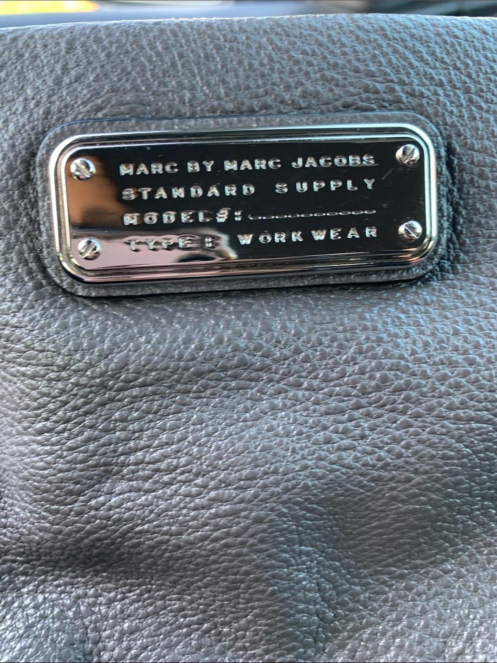 Marc by Marc Jacobs Black Pebbled Leather Messenger Bag with Silver Plate
